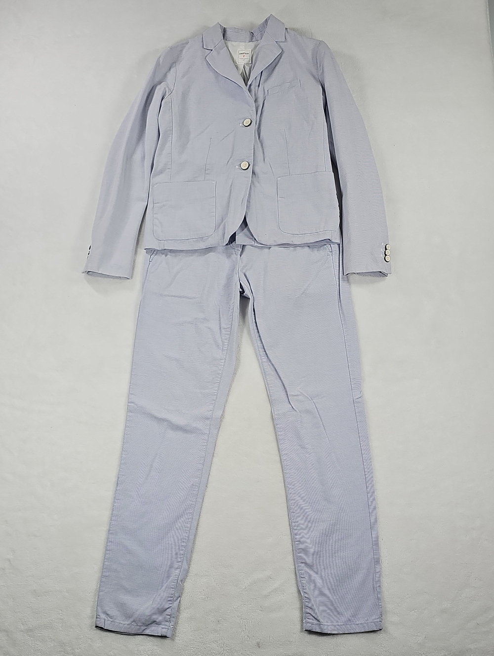 Gap Academy Blazer Pants Set 2 Blue White Seersucker Stripe Cotton Suit 9
